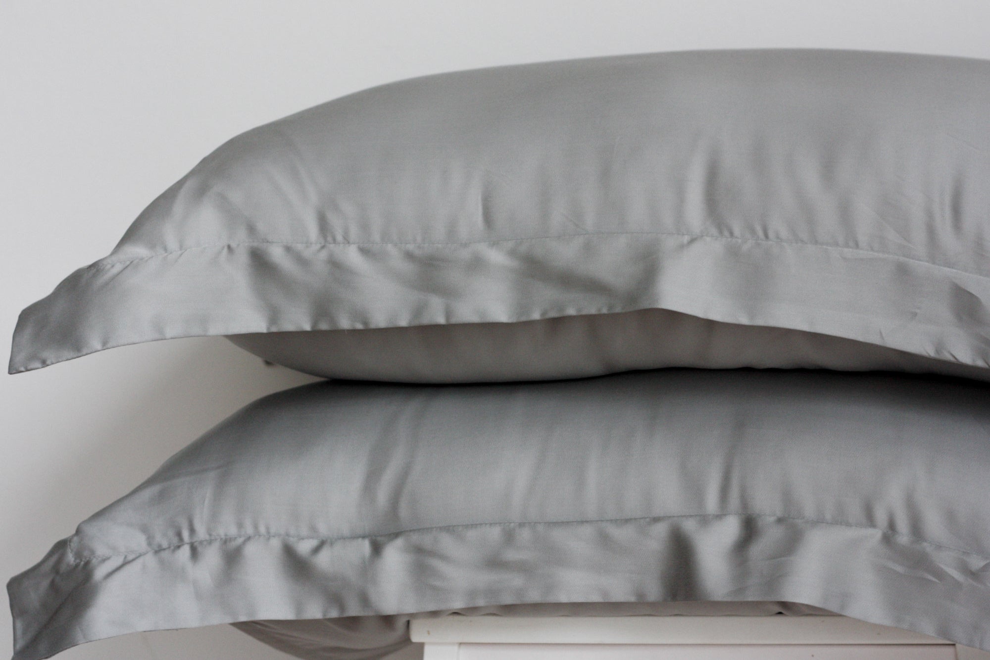 ethical bedding silk pillowcases in stone grey