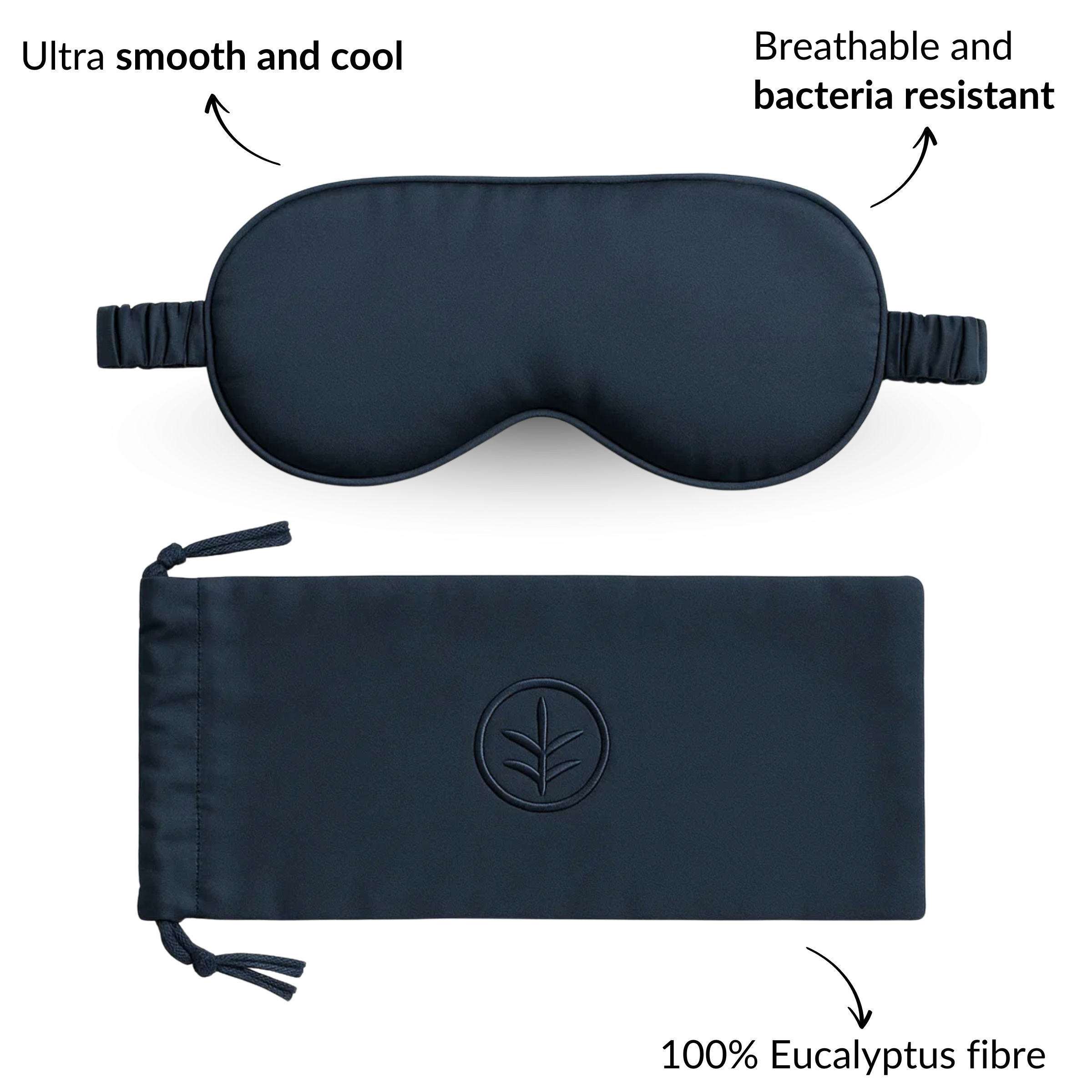 Essential Silk Sleep Eye Mask in Navy (Eucalyptus Silk)