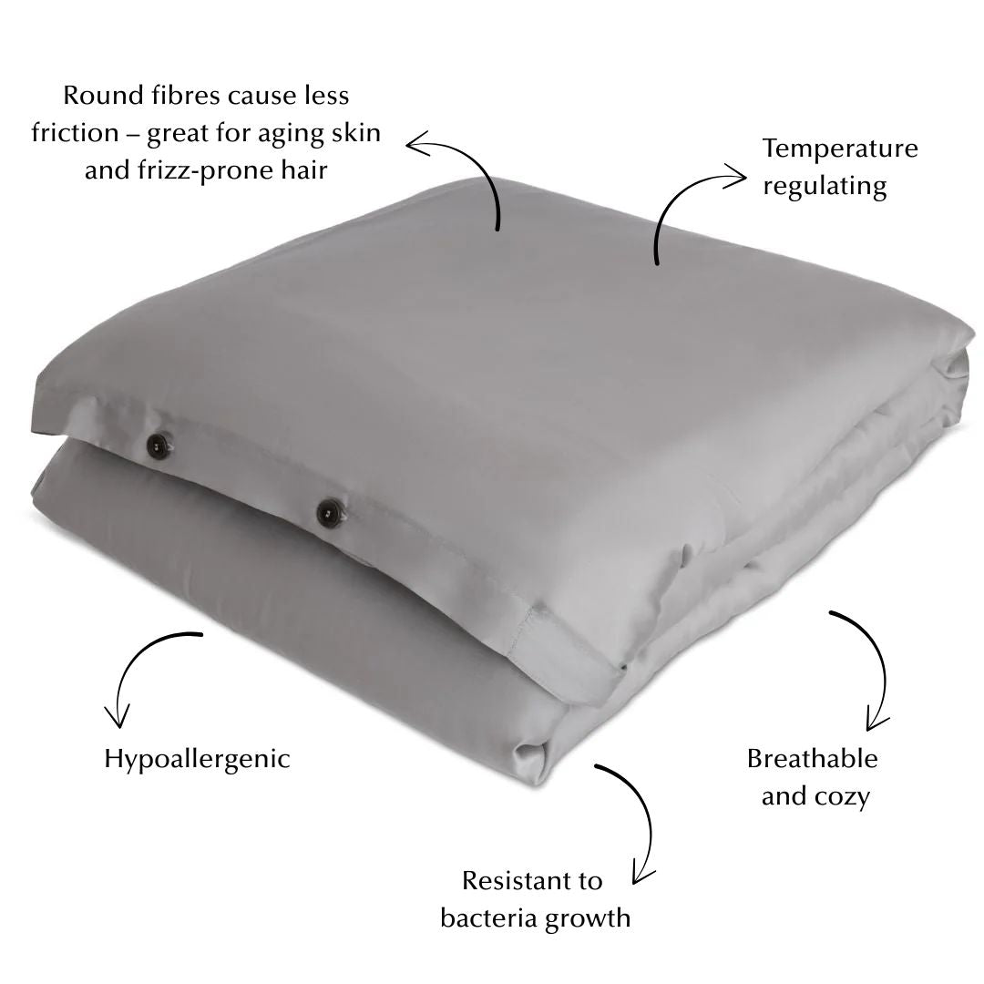 Housse de couette en gris (soie d'eucalyptus)