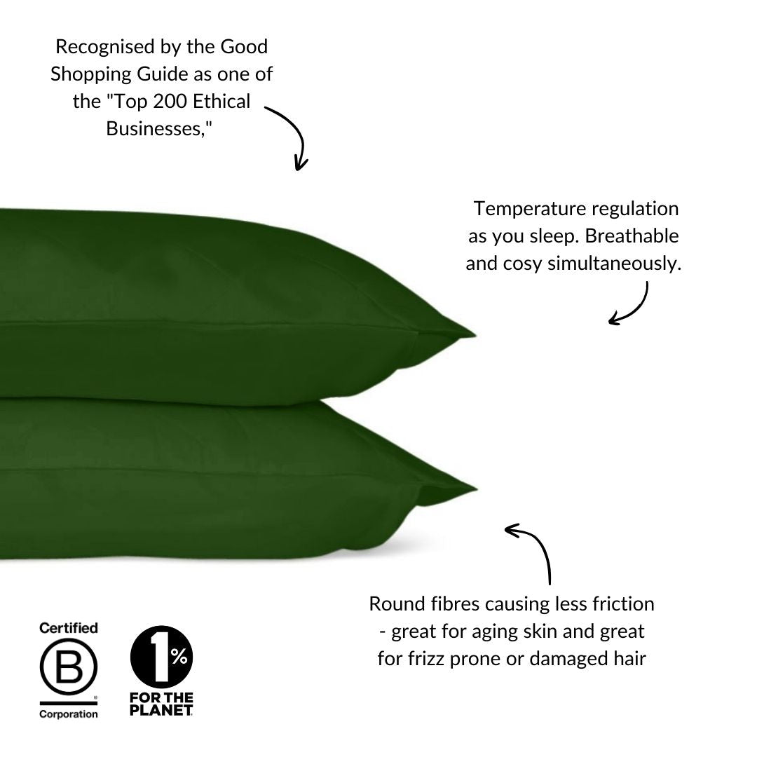 Paar Kissenbezüge aus Eukalyptusseide in Waldgrün (Bestseller)