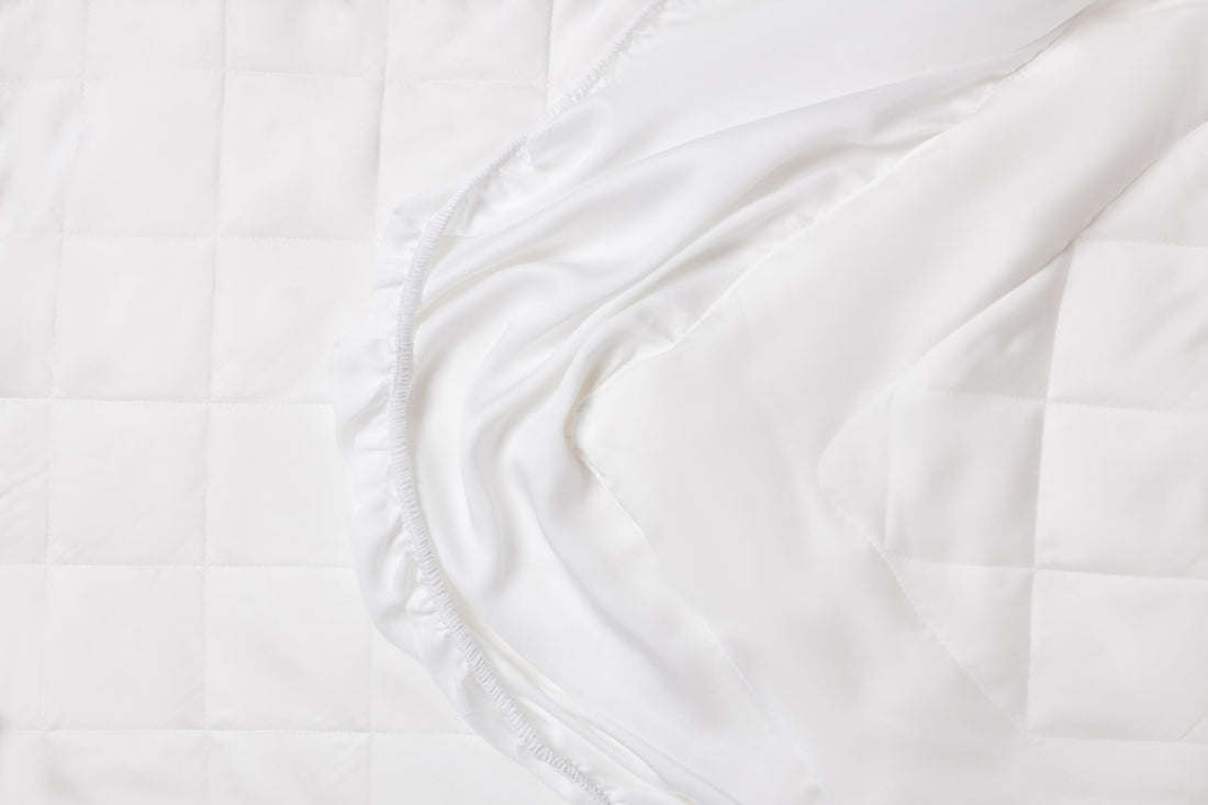 ethical bedding silk fitted sheet in white