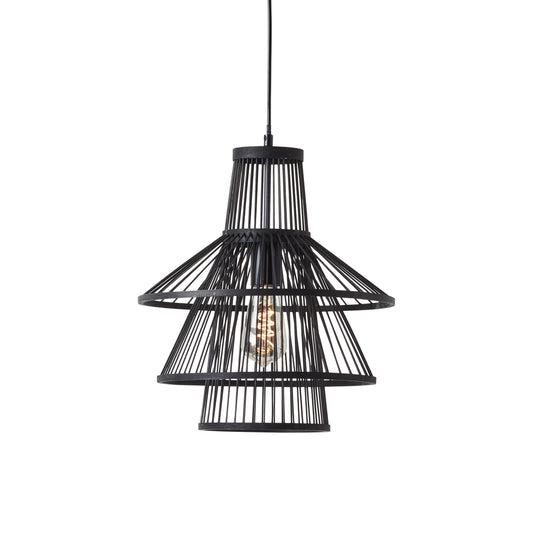 Namaste Collection Bamboo Pendant Light in Black