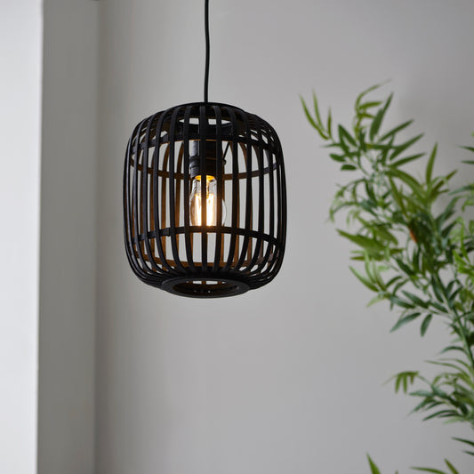 Gaia Collection Bamboo 1 Pendant Light in Black