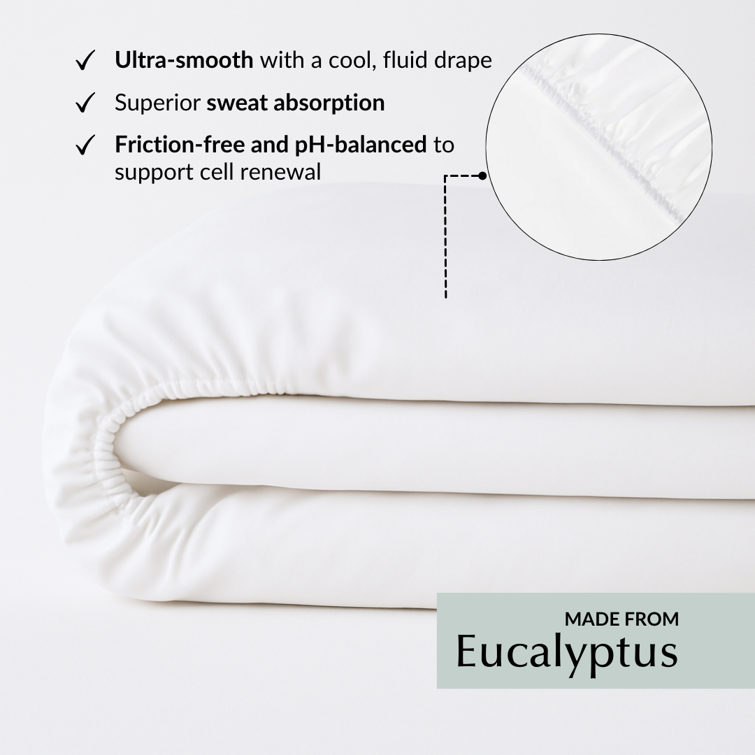 Spannbettlaken in Weiß (Eukalyptusseide) 