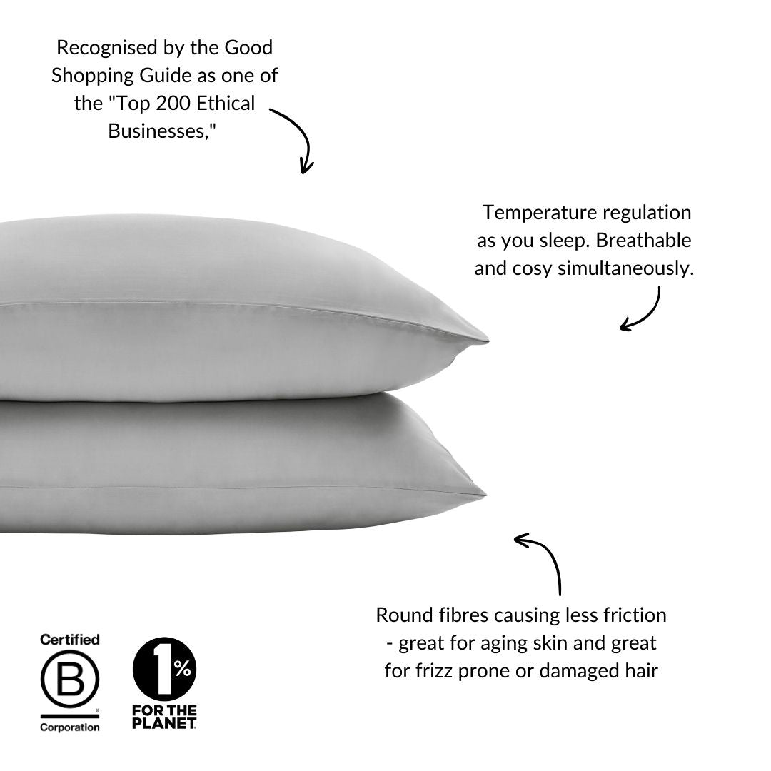 Paar Kissenbezüge aus Eukalyptusseide in Grau (Bestseller)